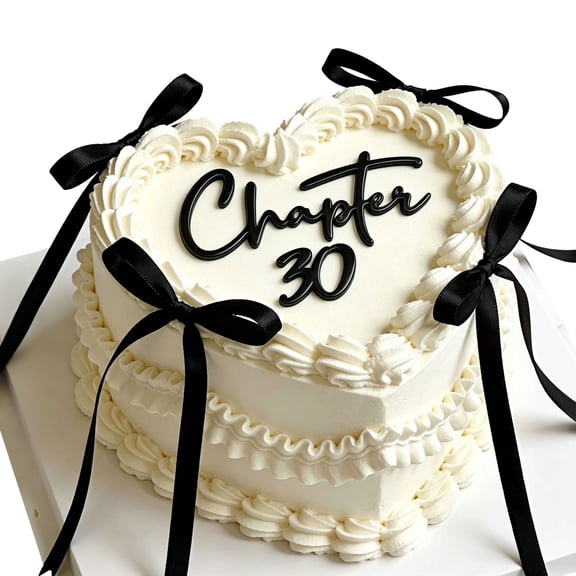 30th Birthday Cake Decorations Set - Chapter30 Elegant Black Acrylic Party Decor