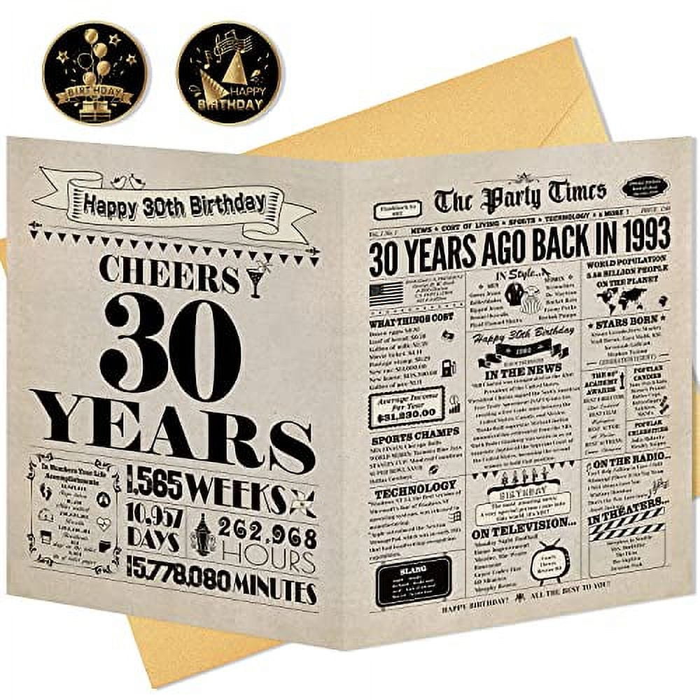 30th Birthday Card, 30th Birthday Decorations for Women Men, 30th Birthday Gifts for Her Him, Big Birthday Cards for 30 Year Old Daughter Son, Back in 1993 Birthday Card for Wife Husband Friends