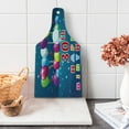 thumbnail image 1 of 30th Birthday Cutting Board, Colorful Flying Balloons and Curly Ribbons on the Starry Background Print, Tempered Glass Cutting and Serving Board, Wine Bottle Shape, Multicolor, by Ambesonne, 1 of 5
