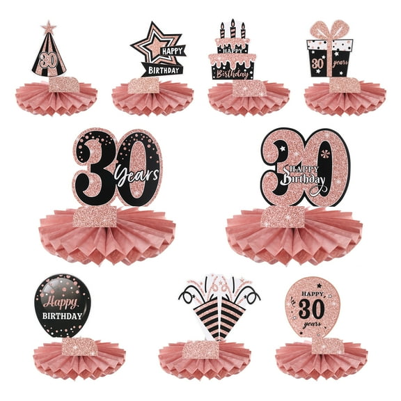 30th Birthday Decoration Centerpieces for Tables Decorations Birthday Party Decoration Supplies (Red + Gold Tone)