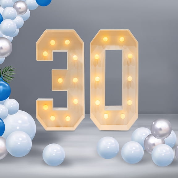 KT Board White 30 Light Up Numbers, 30th Birthday Party Decoration, Light Up Numbers for Birthday Decorations