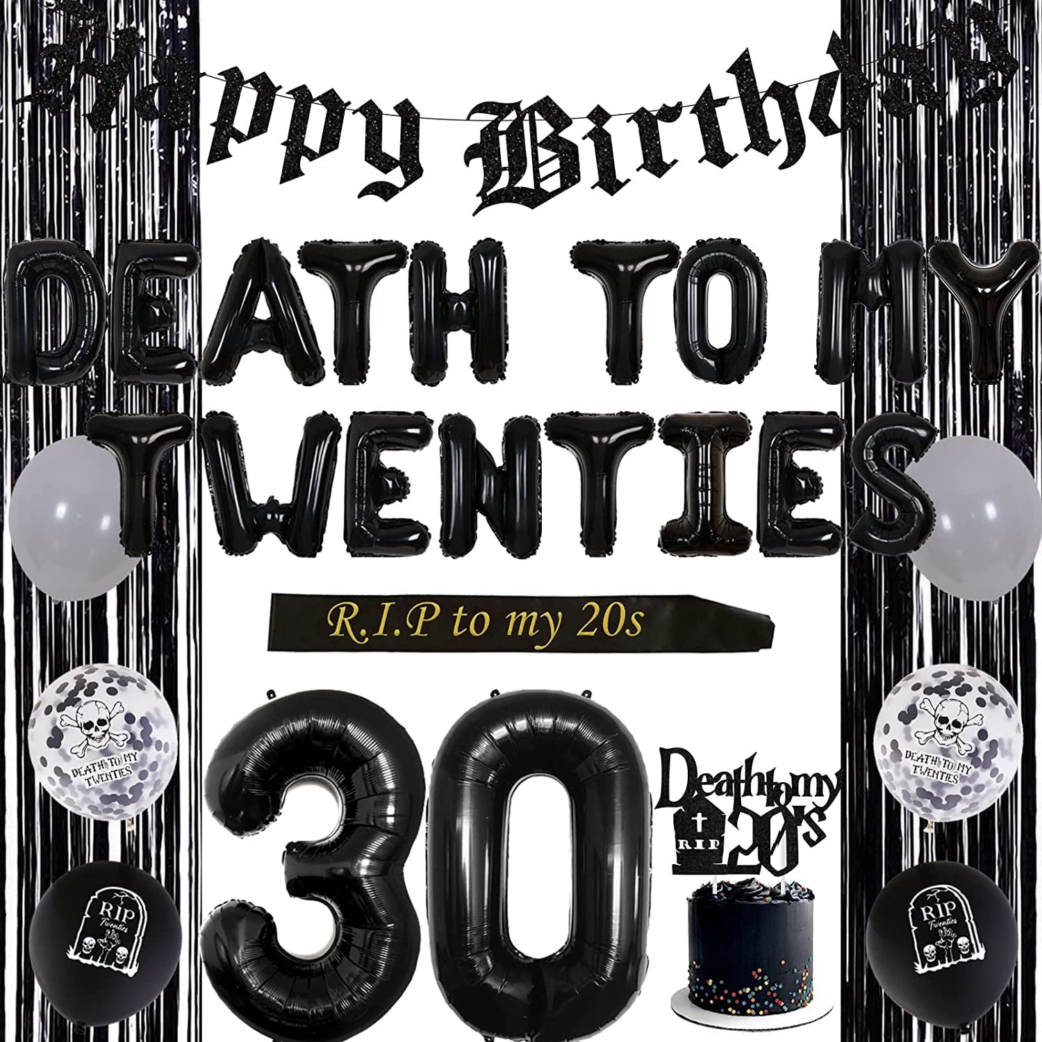 30th Birthday Decorations for Him or Her Black, Death to My Twenties ...