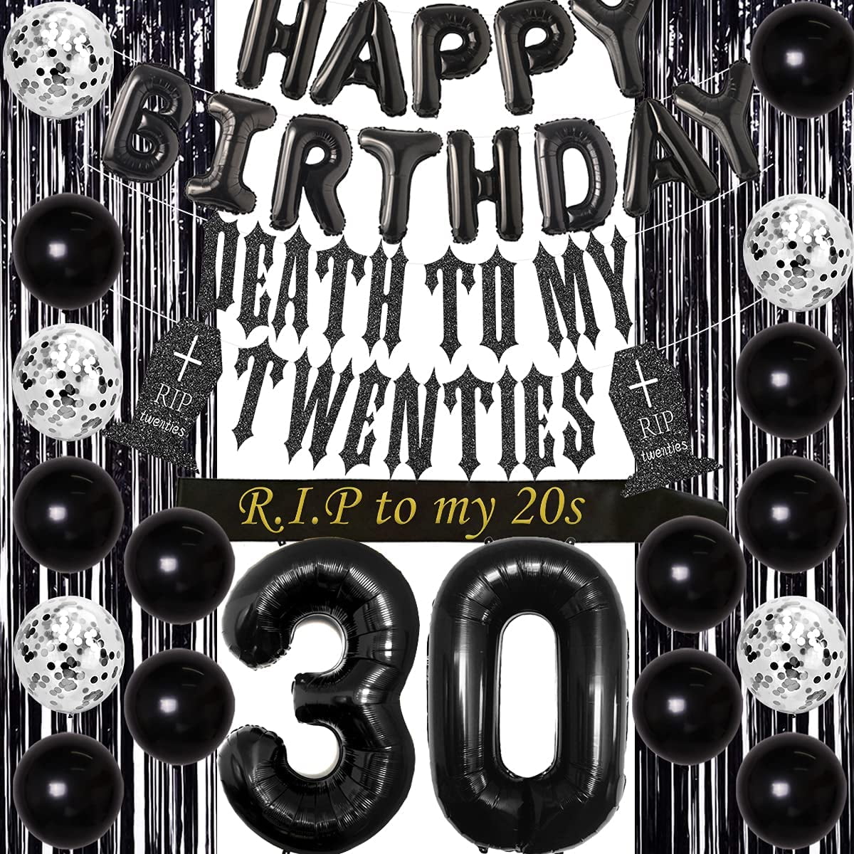 Death To My 20’s Confetti – Happy 30th Birthday Table Scatter Glitter | 120pcs 30th Party Decorations