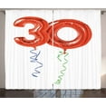 Ambesonne Colorful Curtains 2 Panel Set, Red Balloons Ribbons, 108