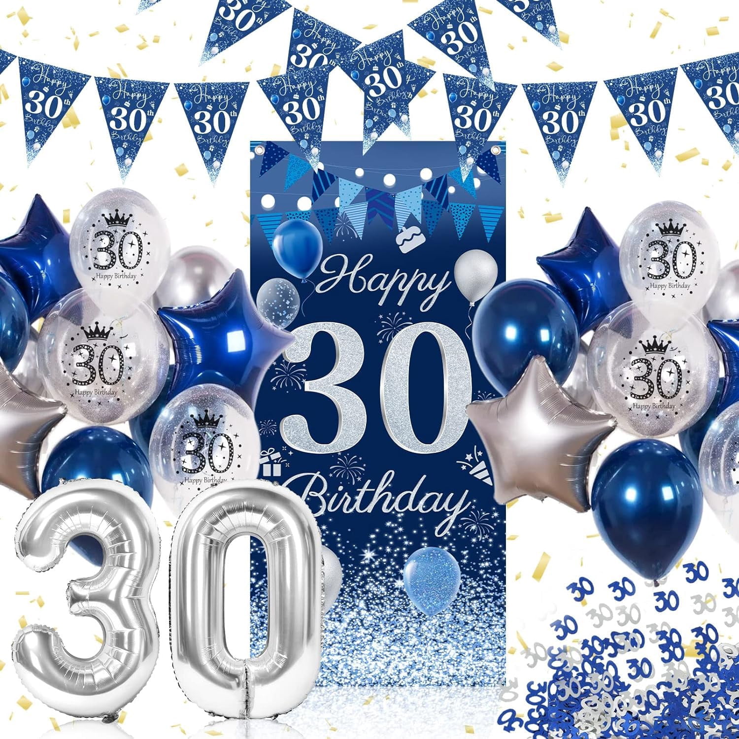 30th-birthday-decorations-for-him-blue-and-silver-party-decorations