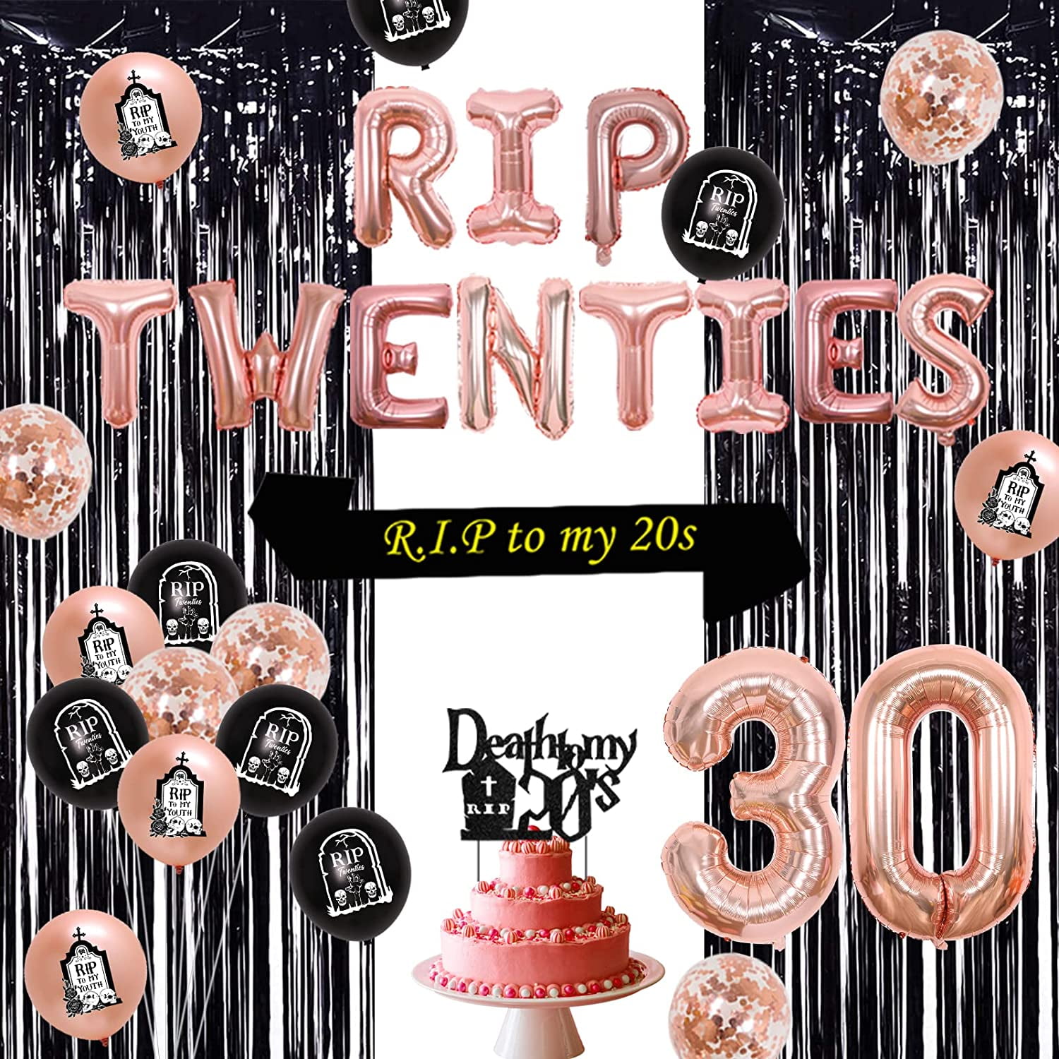 "29 & Feeling Fine" Birthday Banner - Black Glitter Party Decor For 29th Birthday, Not 30 Yet