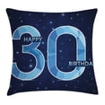 thumbnail image 1 of 30th Birthday Decorations Throw Pillow Cushion Cover, Modern Design Polygonal Emblem Starry Night Sky Image, Decorative Square Accent Pillow Case, 16 X 16 Inches, Dark Blue Turquoise, by Ambesonne, 1 of 2