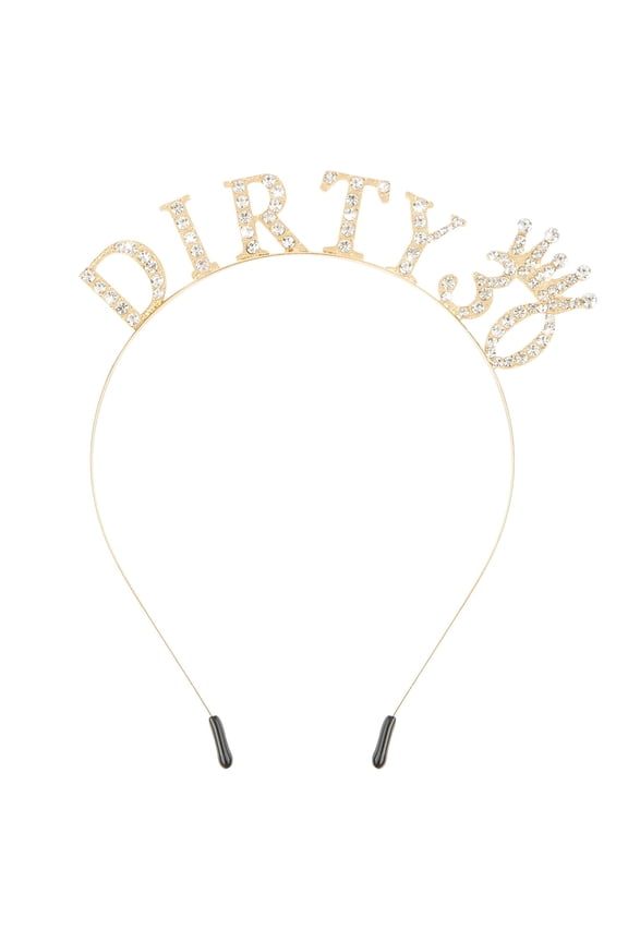 30th Birthday Decorations for Her: Dirty 30 Headband, Gold Tiara Crown, Party Favors and Accessories for Women Girls