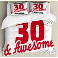 thumbnail image 1 of 30th Birthday Duvet Cover Set, 30 and Words Milestone Anniversary Theme, Decorative 3 Piece Bedding Set with 2 Pillow Shams, Queen Size, Red Black and White, by Ambesonne, 1 of 3