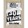 thumbnail image 1 of 30th Birthday Duvet Cover Set Twin Size, Motivational Funny Birthday Slogan in Pictogram Style Middle Aged Theme, Decorative 2 Piece Bedding Set with 1 Pillow Sham, Black and White, by Ambesonne, 1 of 3
