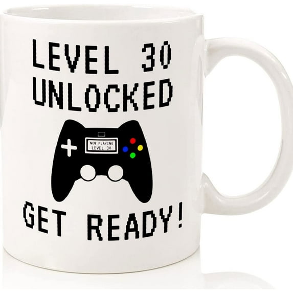 30th Birthday Gift, 30th Birthday Mug, Funny 30th Gifts For Gamer, Him, Men, Husband, Brother, Son, Thirty, 30, Happy 30th Gaming Birthday, Ceramic Novelty Coffee Mugs 11oz, 15oz Mug, Te