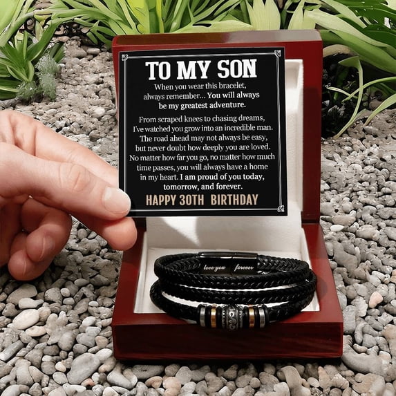 30th Birthday Gift for Son, Happy 30th Birthday Bracelet for Son Style: Luxury Box w/LED