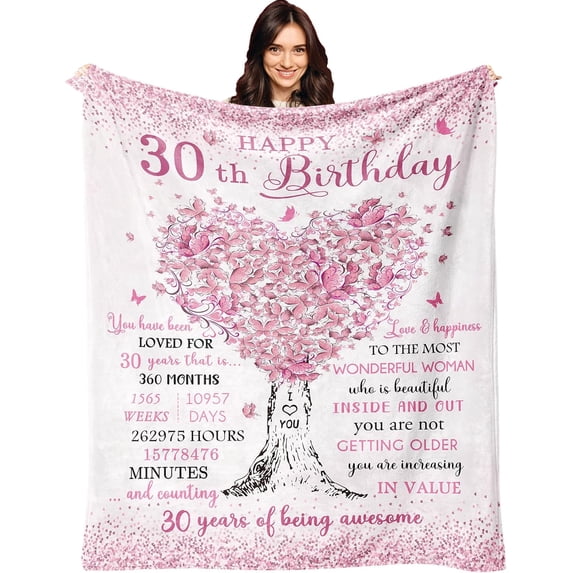 30th Birthday Gifts for Her Blanket 60"X50", 30th Birthday Decorations for Her, 30th Birthday Gifts for Women, 30 Year Old Birthday Gifts for Women, 1994 Birthday Gifts, 30th Birthday Blanket
