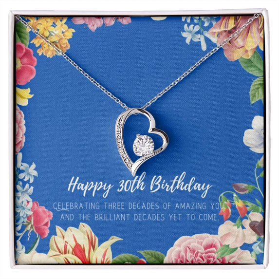 30th Birthday Gifts For Daughter - 3 Decade Jewelry - 30 Years Old - 30th Birthday Gift Necklace - Jewelry Gift For Daughter - Forever Love Necklace - White Gold or Yellow Gold - Gift Box