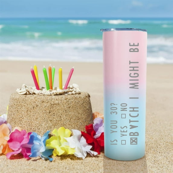 30th Birthday Gifts For Her 30 Year Old Birthday Gifts For Women 20oz Skinny Tumbler 30th Birthday Cups Happy Birthday Gift For 1994 Woman Female Bday Presents Pink Gradition Travel Cup With Lid Straw