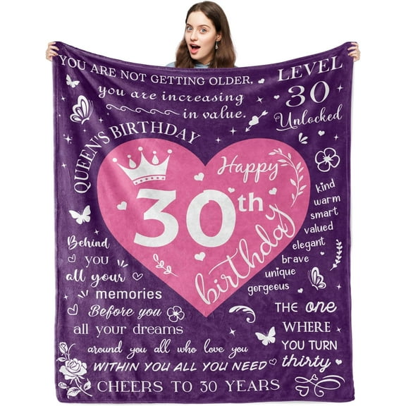 30th Birthday Gifts for Her, 30 Year Old Birthday Gifts for Women, 30th Birthday Decorations for Women, Gifts for 30th Birthday Woman, Happy 30th Bday Gift Ideas, 1993 Birthday Blanket 50"x60"