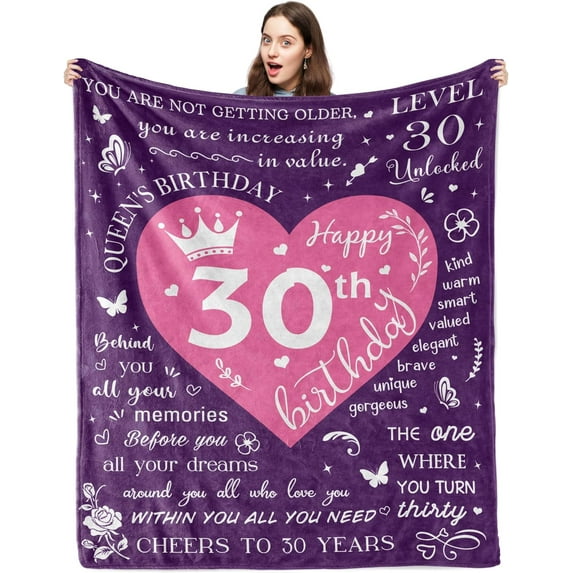 30th Birthday Gifts for Her, 30 Year Old Birthday Gifts for Women, 30th Birthday Decorations for Women, Gifts for 30th Birthday Woman, Happy 30th Bday Gift Ideas, 1993 Birthday Blanket 50"x60"