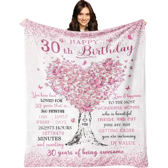 30th Birthday Gifts for Her Blanket 60"X50", 30th Birthday Decorations for Her, 30th Birthday Gifts for Women, 30 Year Old Birthday Gifts for Women, 1994 Birthday Gifts, 30th Birthday Blanket
