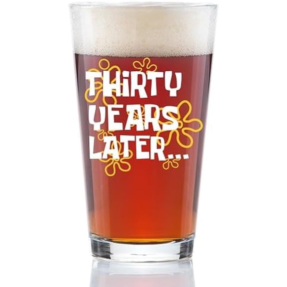 30th Birthday Gifts for Men  Funny Beer Glass with 30 Years Later Design  16oz Nostalgic Pint Glass  Retirement Gift, Husband Gift, Holiday or Anniversary Present$$Home Decor, Kitchen, & Other