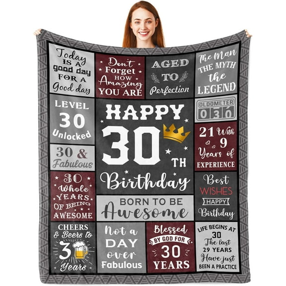 30th Birthday Gifts for Men, Mens 30th Birthday Gifts, 30th Birthday Gift Ideas, 30th Birthday Gifts for Him Brother Friend, Gift for 30 Year Old Man, 30th Birthday Decorations Blanket 150x130CM