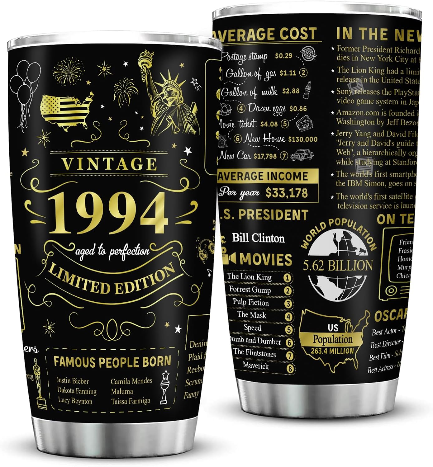 30th Birthday Gifts for Men Women Friends Vintage 1994 Tumblers 30 Year