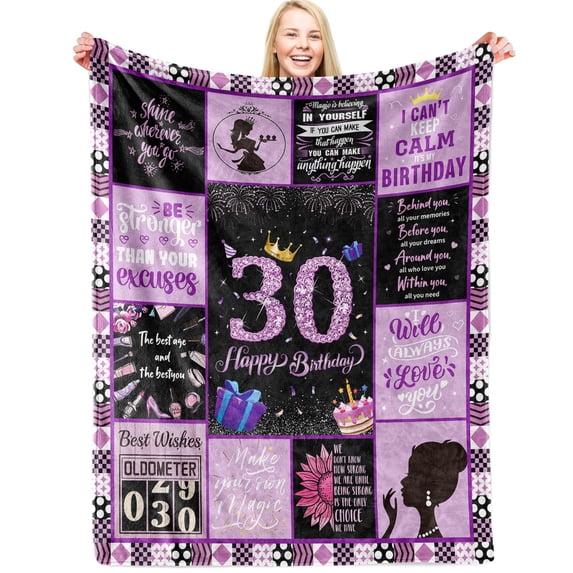 30th Birthday Gifts for Women, 30th Birthday Blanket " Women Birthday Decoration, Sweet 30th Ladies Birthday Gift Throw Blanket for Couch Bed, Soft Blanket Birthday Gifts for Women Girlfriend(40"x50")