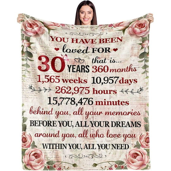 30th Birthday Gifts for Women Blanket 30 Year Old Birthday Gifts for Women Turning 30 Unique 30th Birthday Gifts for Her Funny 30th Birthday Decorations for Women Him Wife Sister Mom Friends 60" x 50"