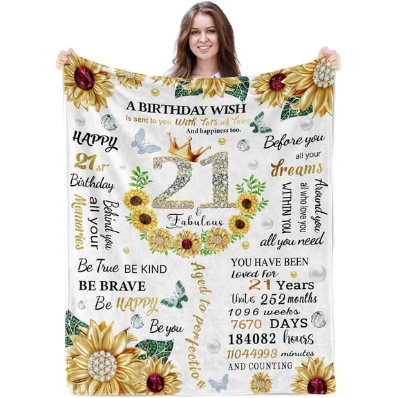 30th Birthday Gifts for Women, Gift for Her 30th Birthday Blanket, 30th Birthday Gift Ideas 30 Year Old Birthday Decoration Sunflower Throw Blankets, Birthday Gift for Mum Friend , 50 x 60 Inch