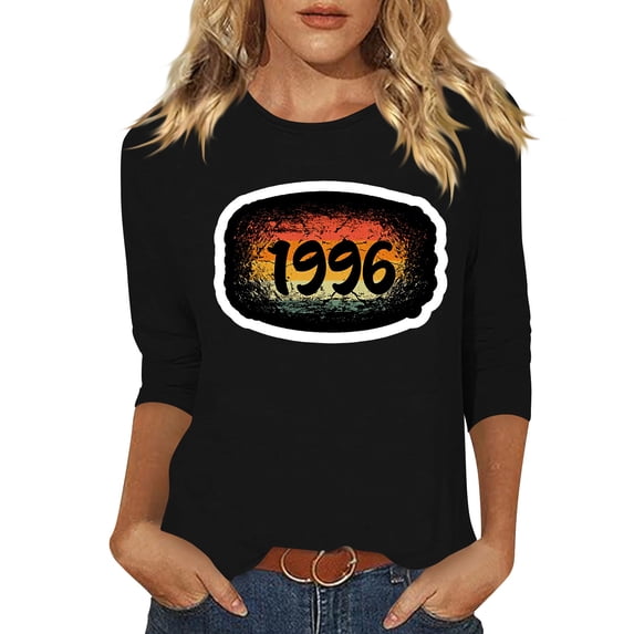 30th Birthday Gifts for Women Vintage 1996 T Shirts for Women 3/4 Length Sleeve Tops Retro Birthday Party Top Business Casual Outfits Short Sleeve Graphic Tee Tops 2026 Summer Beach Vacation Outfits