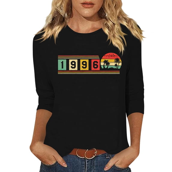 30th Birthday Gifts for Women Vintage 1996 T Shirts for Women 3/4 Length Sleeve Tops Retro Birthday Party Top Business Casual Outfits Short Sleeve Graphic Tee Tops 2026 Summer Beach Vacation Outfits