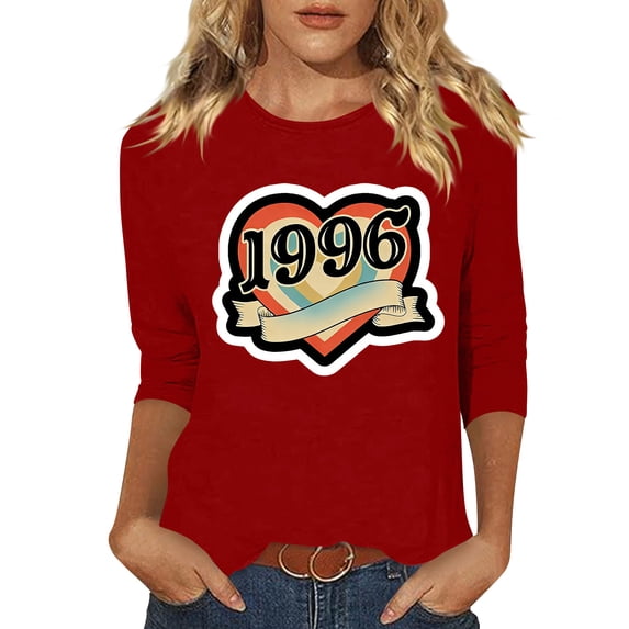 30th Birthday Gifts for Women Vintage 1996 T Shirts for Women 3/4 Length Sleeve Tops Retro Birthday Party Top Business Casual Outfits Short Sleeve Graphic Tee Tops 2026 Summer Beach Vacation Outfits
