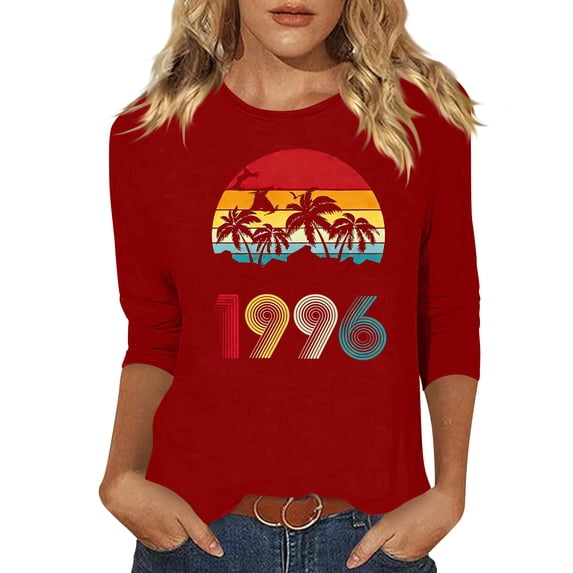 30th Birthday Gifts for Women Vintage 1996 T Shirts for Women 3/4 Length Sleeve Tops Retro Birthday Party Top Business Casual Outfits Short Sleeve Graphic Tee Tops 2026 Summer Beach Vacation Outfits