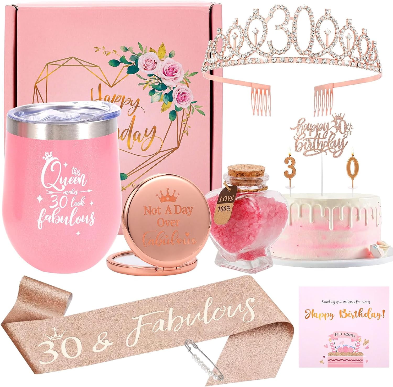 30th Birthday Gifts for Women, 9PCS Luxury Gift Basket for Mom Best