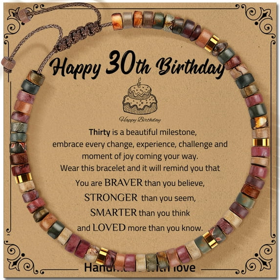 30th Birthday Gifts for Women, Natural Stone Bracelet Birthday Gifts for Mom Daughter Grandma Sister Friends Coworker