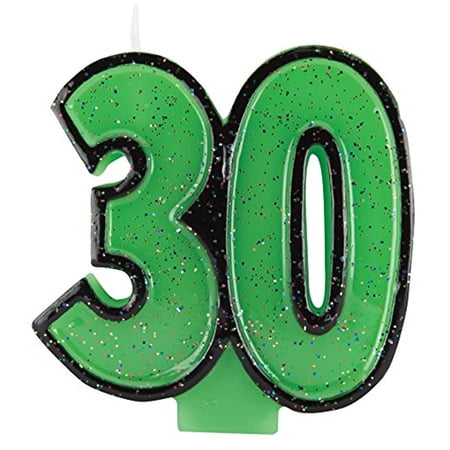 30th Birthday Glitter Wax Birthday Candle