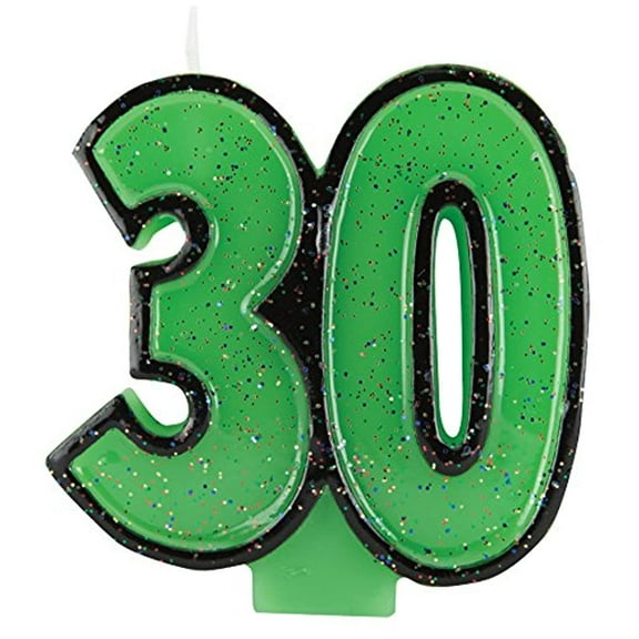 30th Birthday Glitter Wax Birthday Candle
