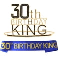 thumbnail image 1 of 30th Birthday King Crown, Sash, Pin Set for Men and Boys - Silver Metal, Royal King Model, Party Decorations, 1 of 10