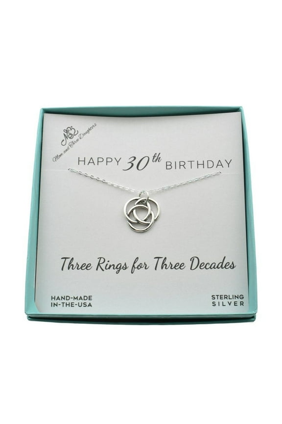 30th Birthday Necklace. Celtic Knot Pendant in Sterling Silver on an 18" Sterling Silver Cable Chain. 30th Birthday Gift.