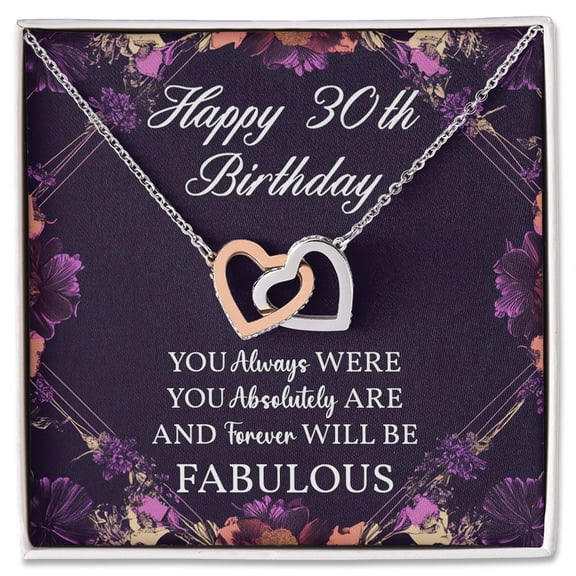 30th Birthday Necklace for Her, Elegant Heart Jewelry Gift for Daughter Friend Wife or Sister, Keepsake Necklace with Message Card, Fabulous Woman Milestone Birthday Present, Gift for Women