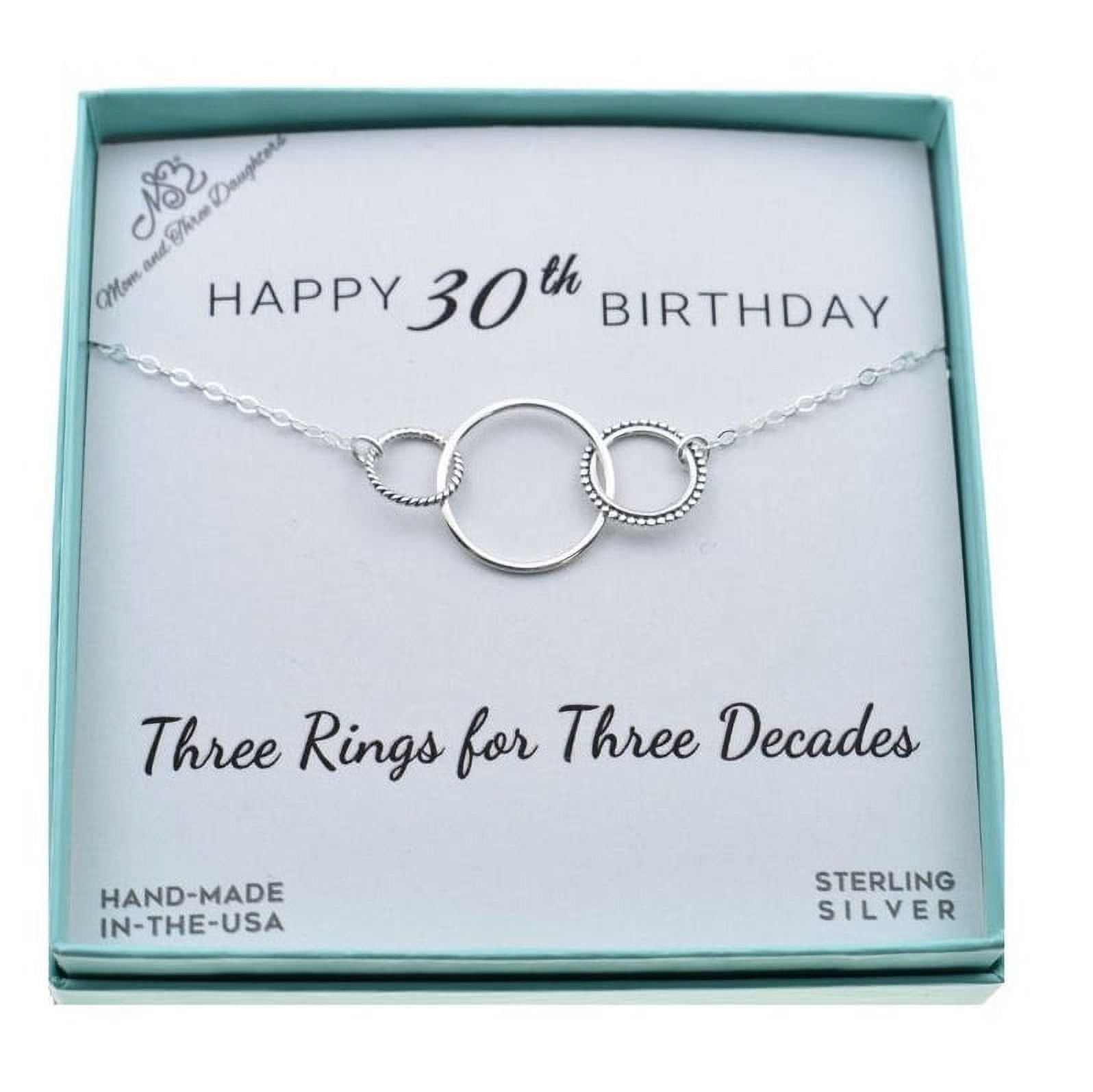30th Birthday Necklace. Three Circle Pendant in Sterling Silver on an 18" Sterling Silver Cable Chain. 30th Birthday Gift.