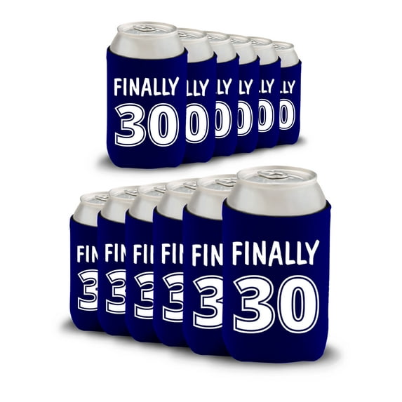 30th Birthday Party Can Coolie Finally 30 Party Coolie Birthday Party Supplies Party Bottle Holder Can Holder 30th Birthday Gifts