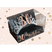30th Birthday Tiara   Rose Gold Rhinestone Tiara, 30th Birthday Party Crown for Her