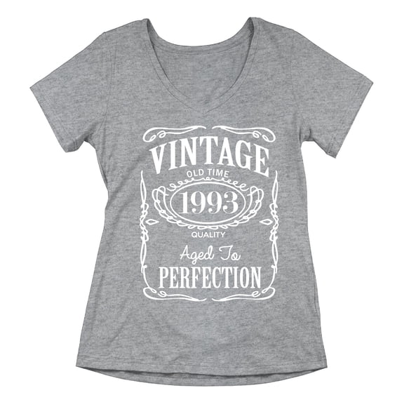 30th Birthday VINTAGE 1993 Women's V-neck, 2XL, Heather Grey