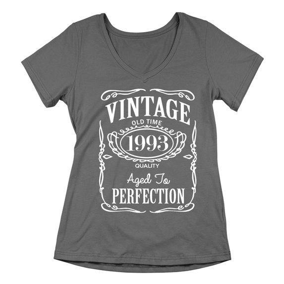 30th Birthday VINTAGE 1993 Women's V-neck, M, Charcoal