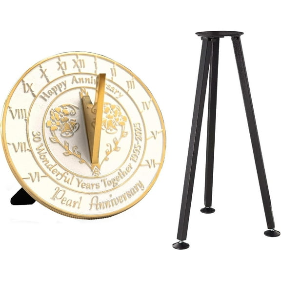 30th Pearl Wedding Anniversary 2025 Sundial with Stand Gift 10"