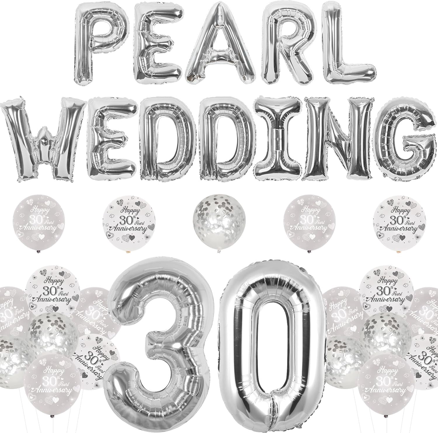 30th Pearl Wedding Anniversary Decorations - Pearl Wedding Balloons ...