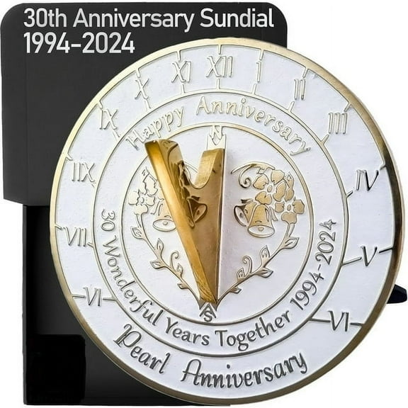30th Pearl Wedding Anniversary Sundial 10" diameter
