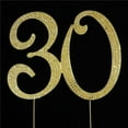 thumbnail image 1 of 30th Rhinestone Cake Topper - Gold, 1 of 1