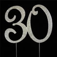thumbnail image 1 of 30th Rhinestone Cake Topper - Silver, 1 of 1