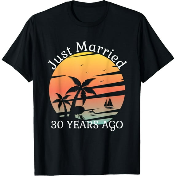 30th Wedding Anniversary Cruise Just Married 30 Years T-ShirtMen and women, Black T-shirt, size: Extra large S-4XL